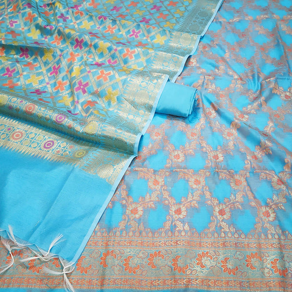 Firozi-Orange-Meenakari-Banarasi-Silk-Suit