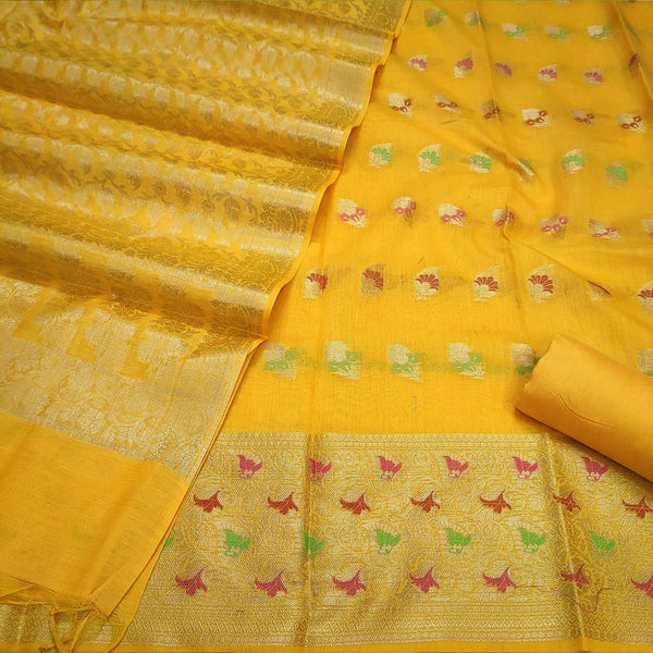 Gold Meenakari Golden Zari Banarasi Silk Suit