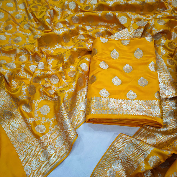 Gold Pure Handloom Katan Silk Banarasi Suit