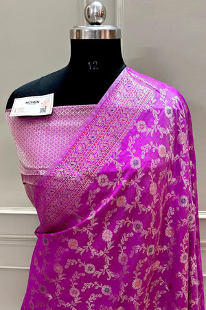 Magenta Zari Banarasi Silk Saree