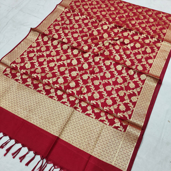 Maroon Wedding Golden Zari Katan Silk Banarasi Dupatta