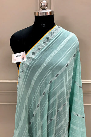 Mint Siroski Work Georgette Silk Saree