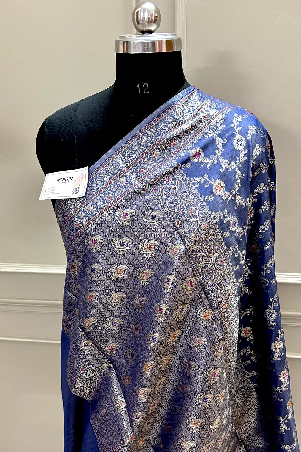 Navy Blue Zari Banarasi Silk Saree