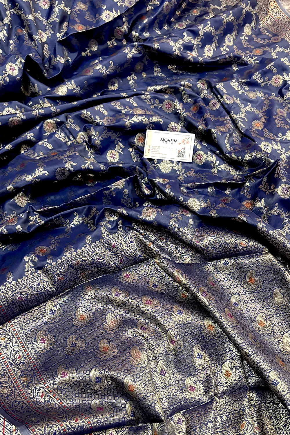 Navy Blue Zari Banarasi Silk Saree