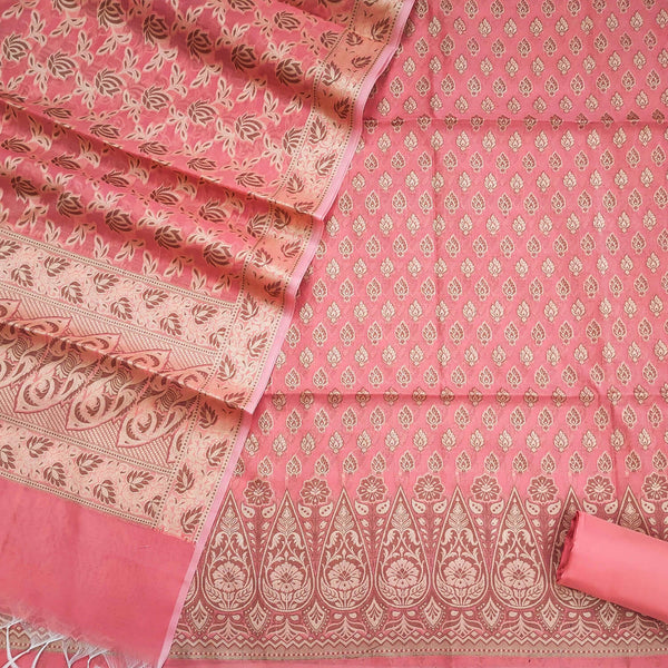 Peach Punjabi Resham Zari Cotton Silk Banarasi Suit