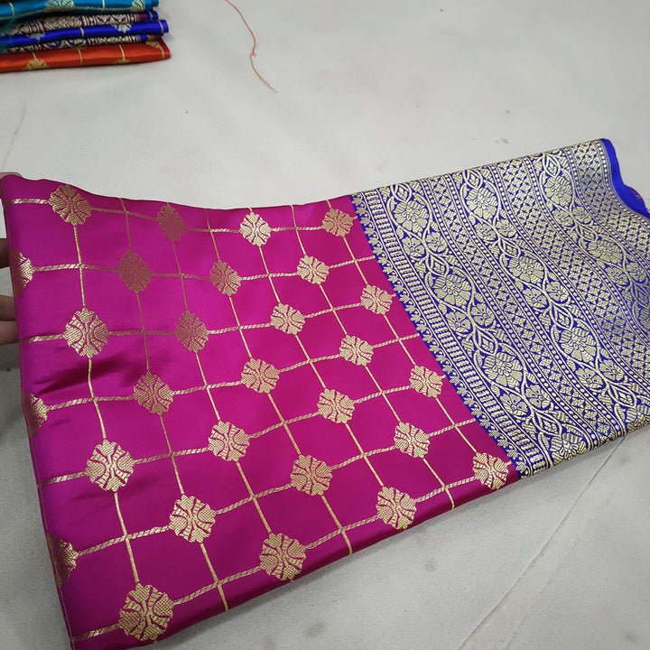Pink Off Lahenga Pattern Katan Silk Fabric