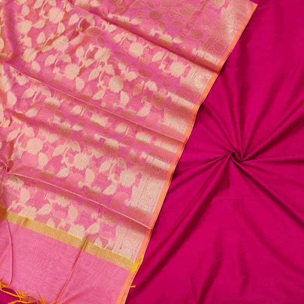 Pink and Peach Banarasi Silk Salwar Suit