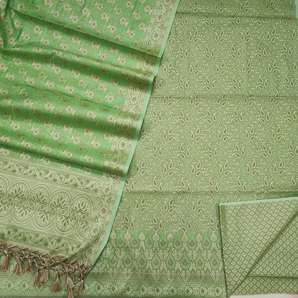 Pista Punjabi Cotton Silk Banarasi Suit