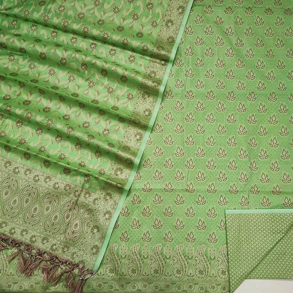 Pista Punjabi Festive Cotton Silk Banarasi Suit
