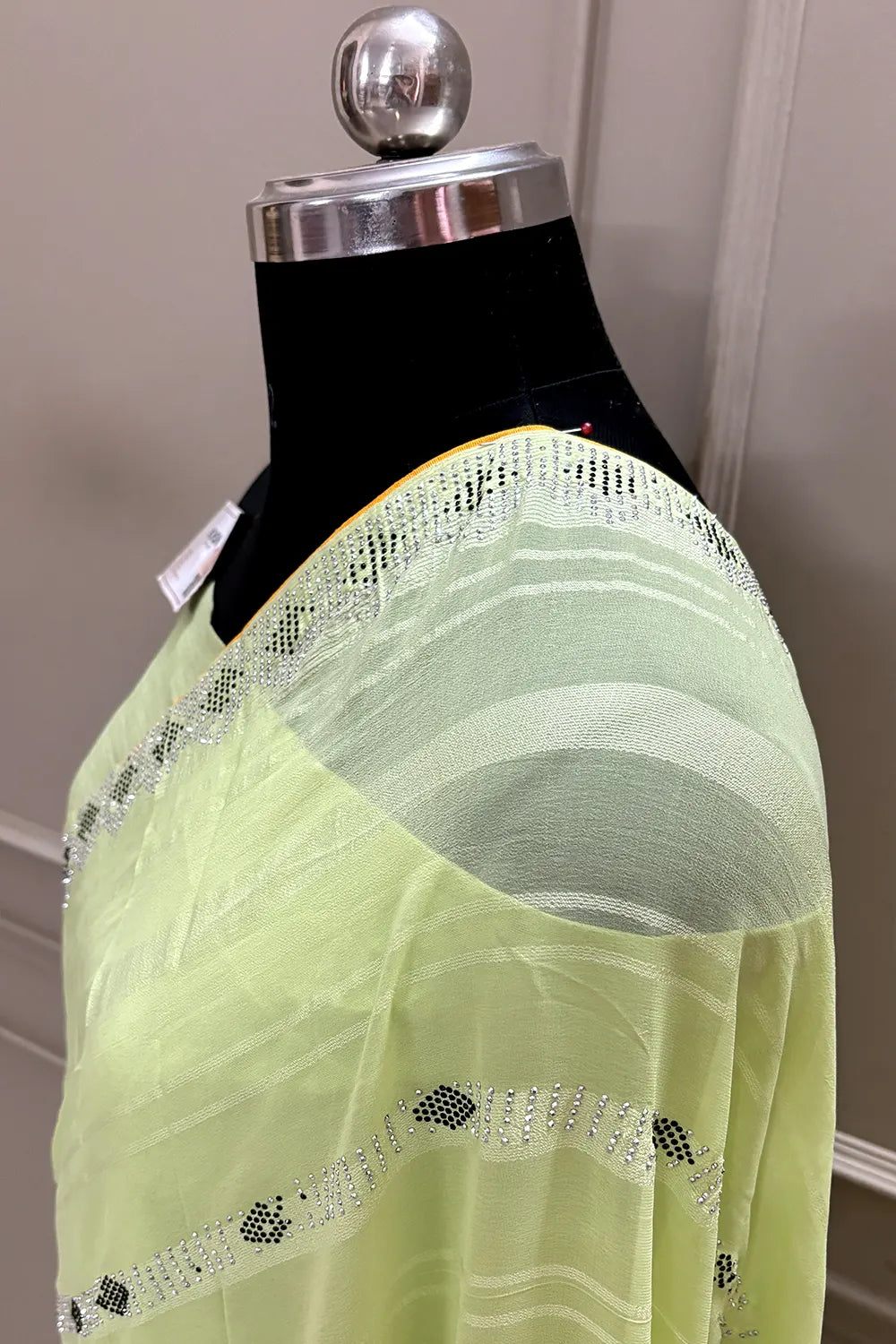 Pista Siroski Work Georgette Silk Saree