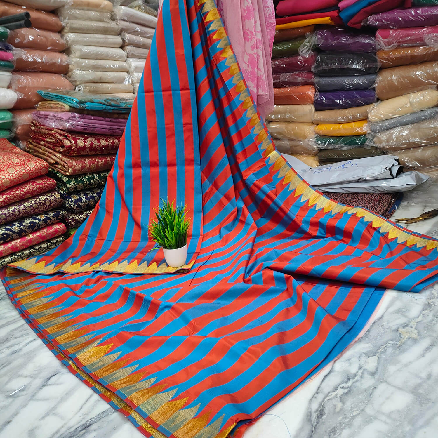 Rani Handwoven Katan Silk Banarasi Saree With Double Border – Wearitage  India