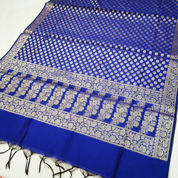 Royal Blue Chunri Buti Banarasi Silk Dupatta