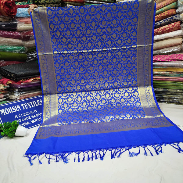 Royal Blue Handloom Pure Katan Silk Banarasi Dupatta