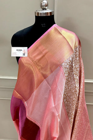 Sai Pallavi Baby Pink Tissue Silk Banarasi Saree