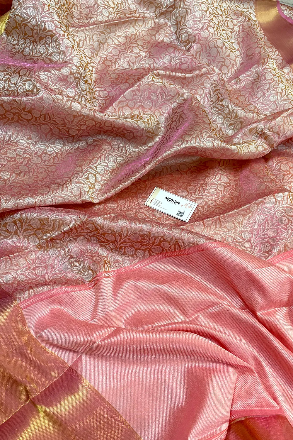 Sai Pallavi Baby Pink Tissue Silk Banarasi Saree