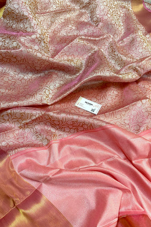Sai Pallavi Baby Pink Tissue Silk Banarasi Saree