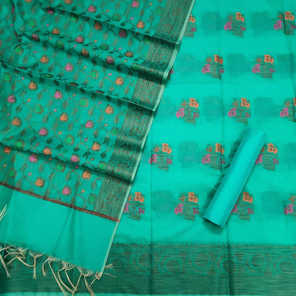 Sea Green Meenakari Copper Zari Banarasi Silk Suit