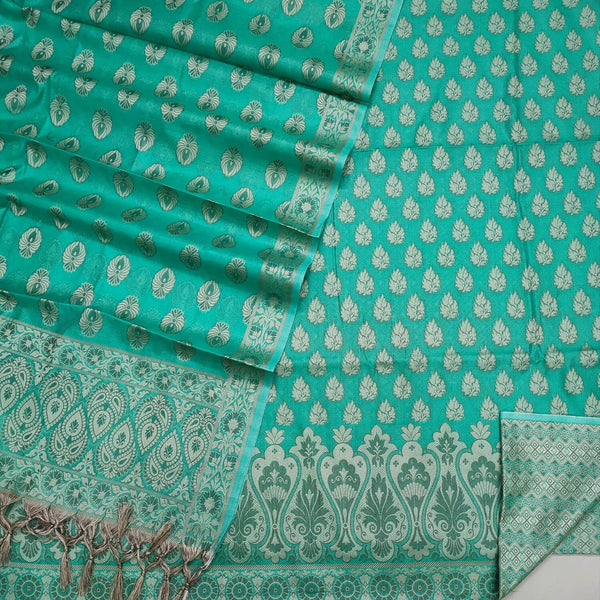 Sea Green Punjabi Resham Cotton Silk Banarasi Suit