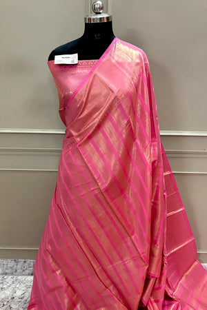 Sreeleela Pink Zari Banarasi Silk Saree
