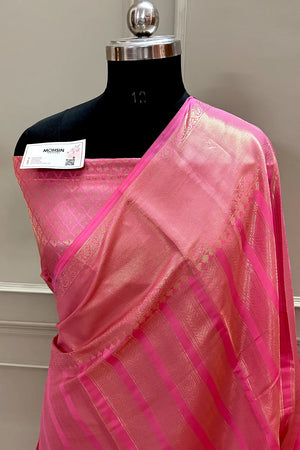 Sreeleela Pink Zari Banarasi Silk Saree