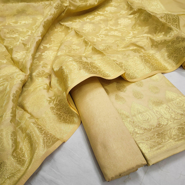 Tasar Golden Zari Satin Silk Banarasi Suit