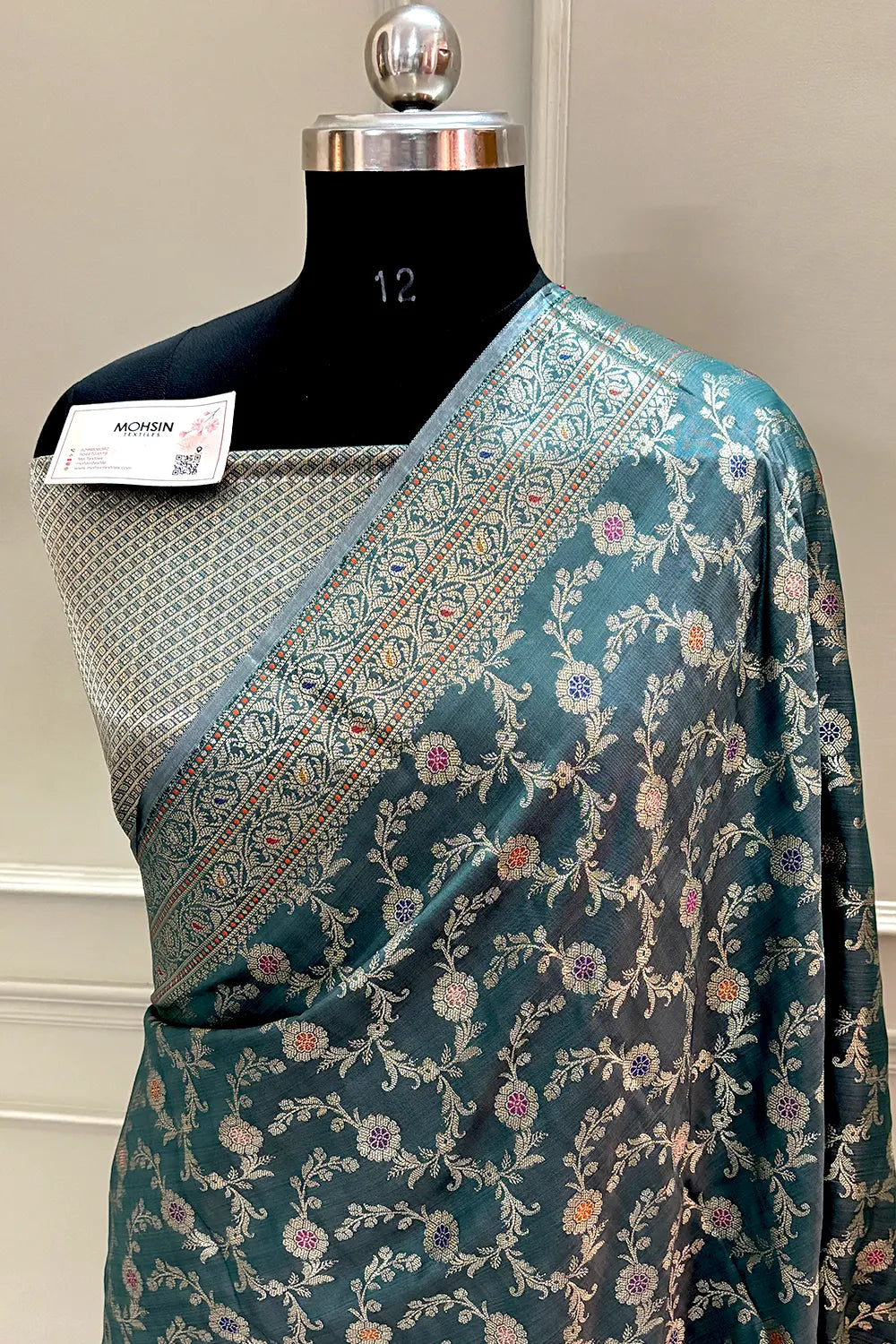 Teal Zari Banarasi Silk Saree