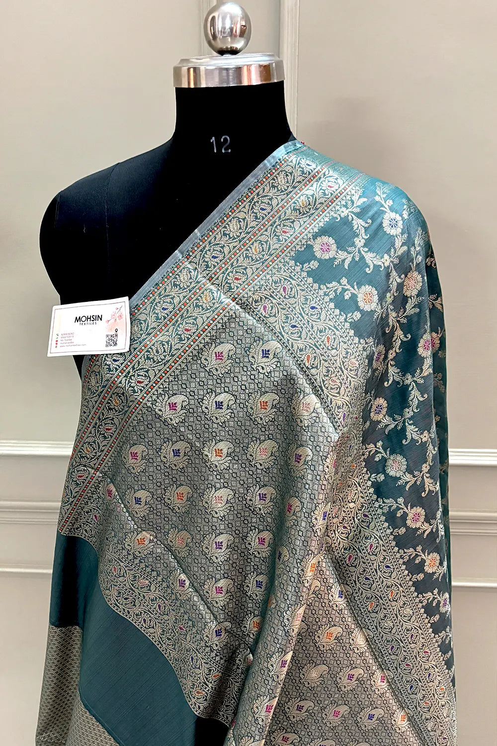 Teal Zari Banarasi Silk Saree