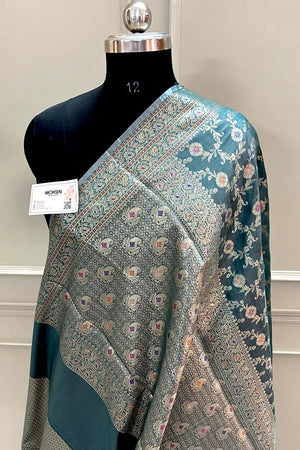 Teal Zari Banarasi Silk Saree