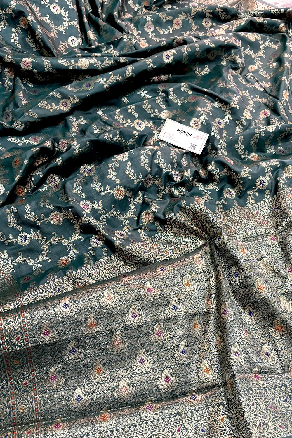 Teal Zari Banarasi Silk Saree