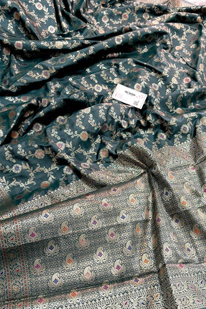 Teal Zari Banarasi Silk Saree