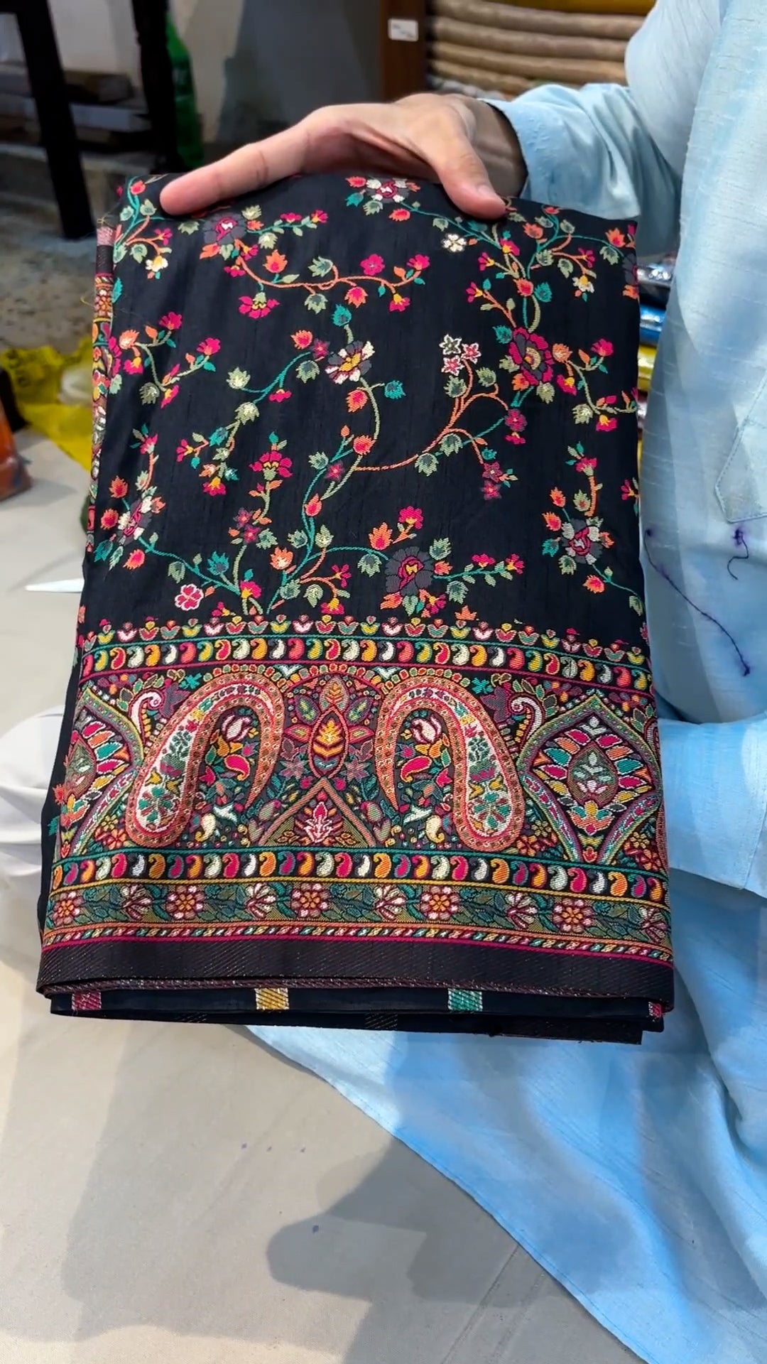 Black Pashmina Silk Banarasi Saree