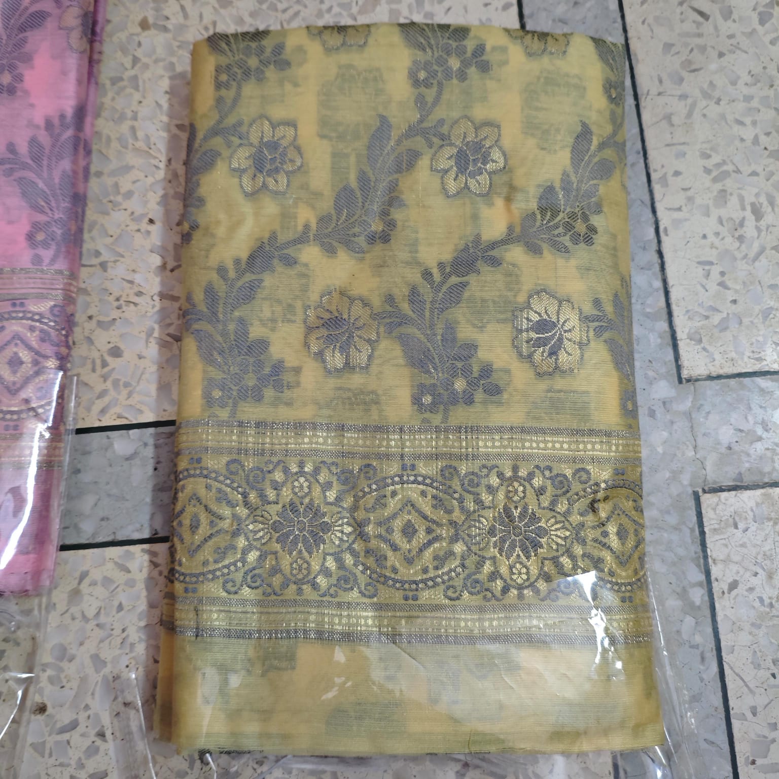 Yellow Resham Banarasi Silk Suit