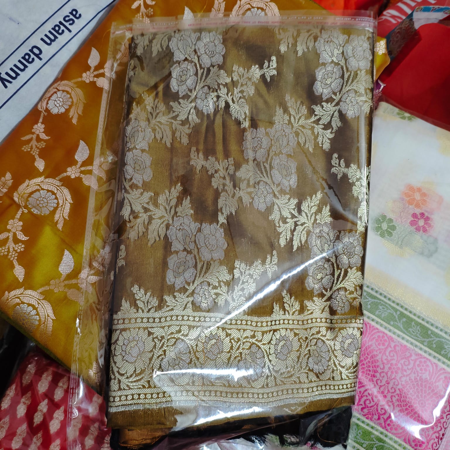 Mustard Zari Katan Silk Banarasi Suit