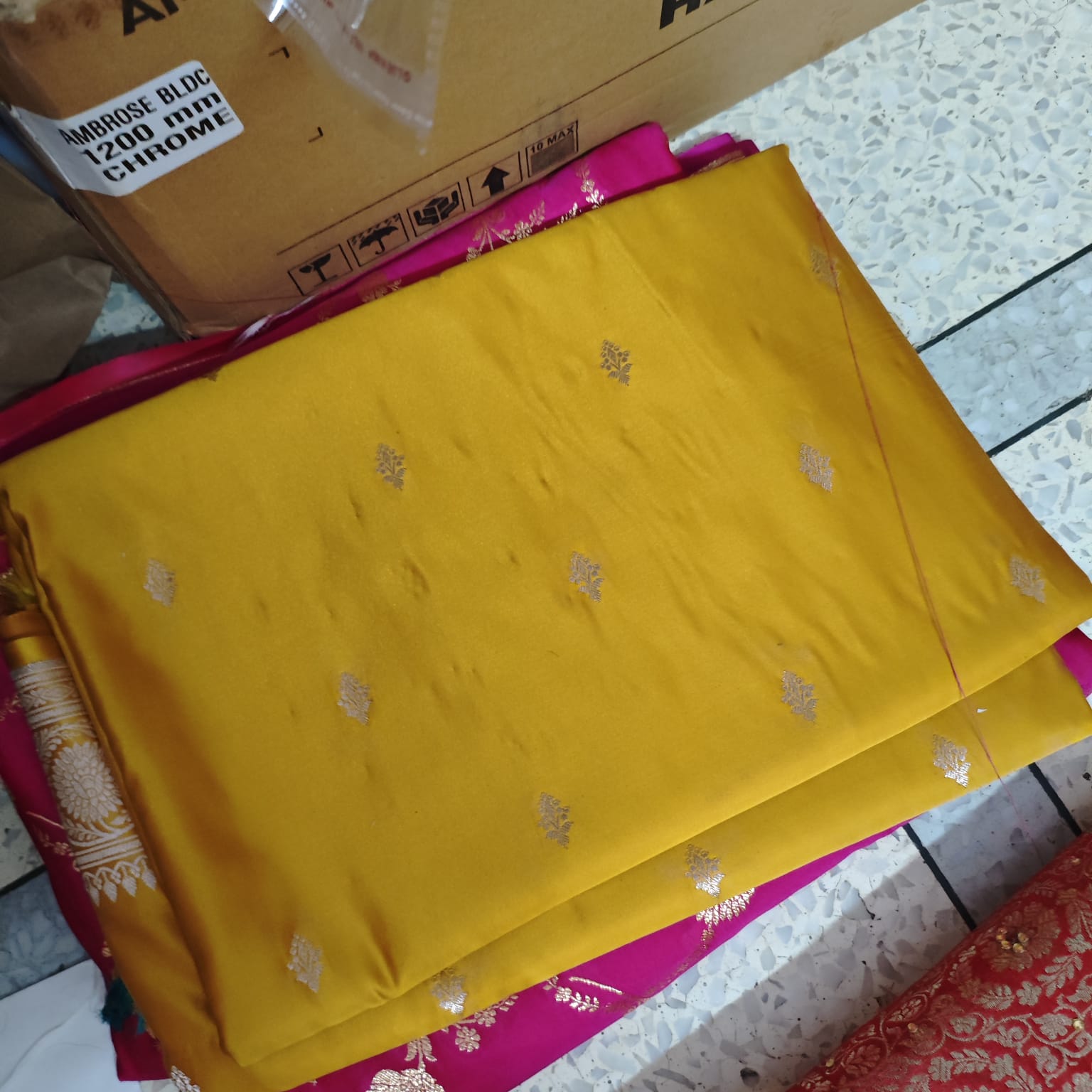 Mustard Zari Katan Silk Banarasi Saree