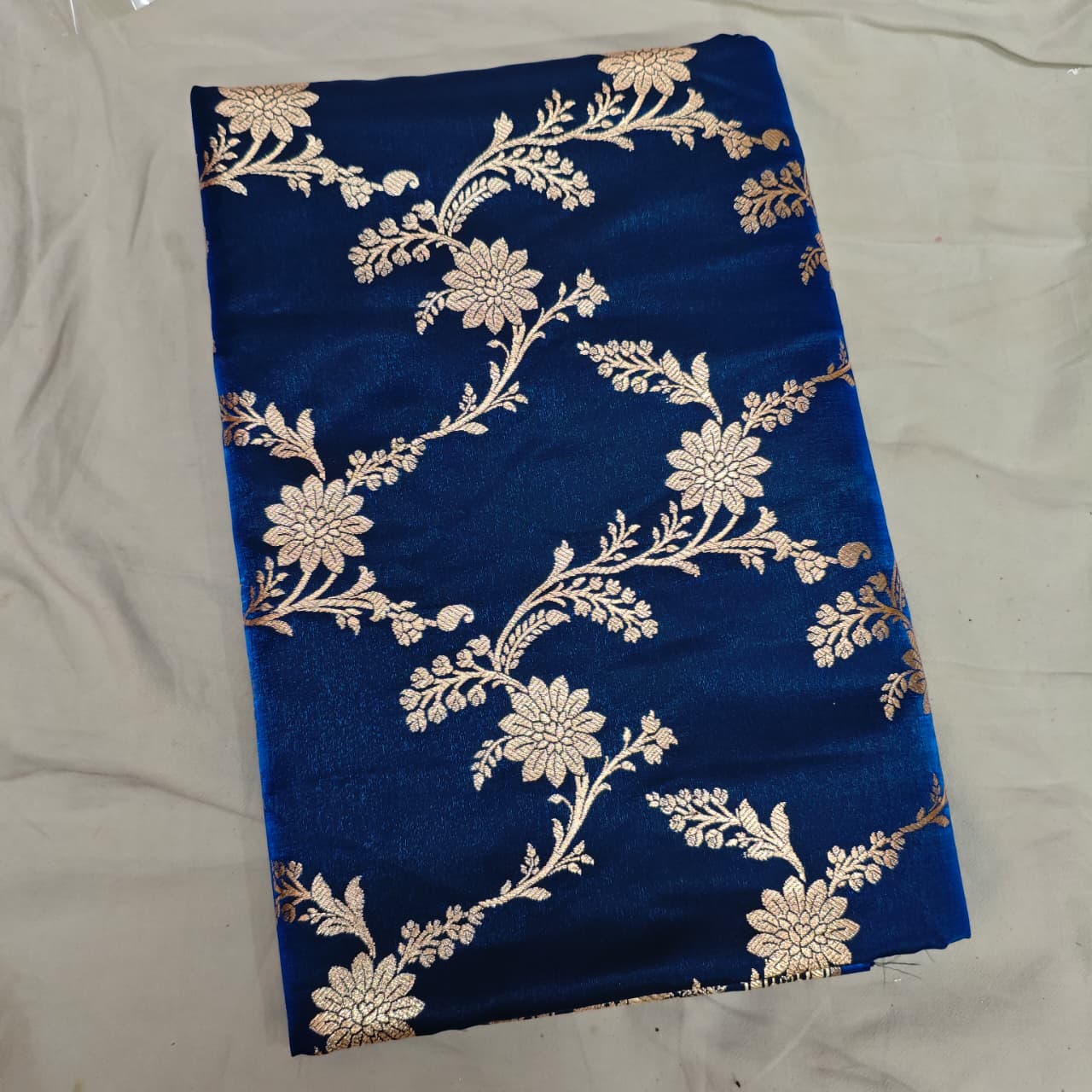 Dark Firozi Zari Katan Satin Silk Banarasi Saree