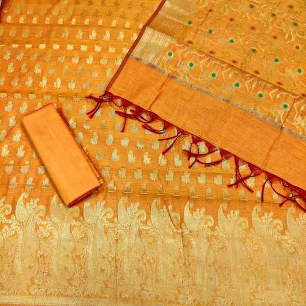 Yellow Paisley Golden Zari Banarasi Silk Suit