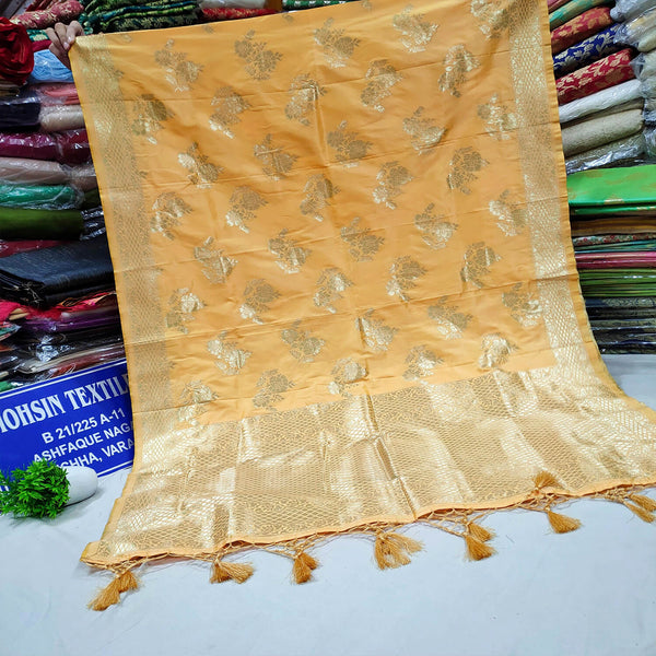Yellow Party Stylish Golden Katan Silk Banarasi Dupatta