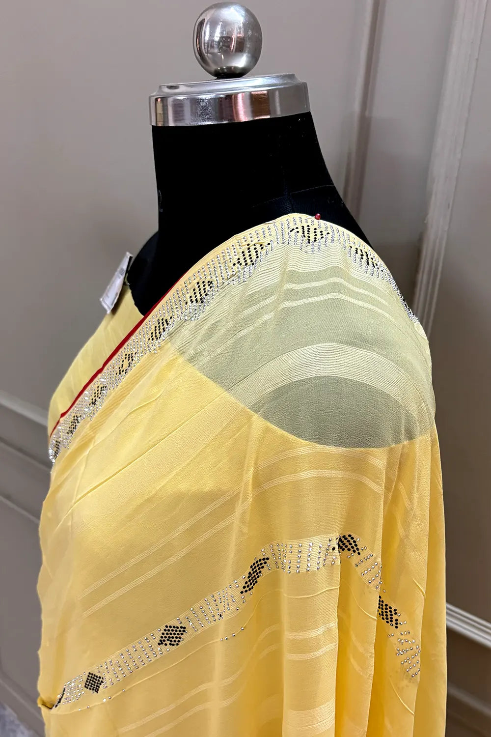 Yellow Siroski Work Georgette Silk Saree