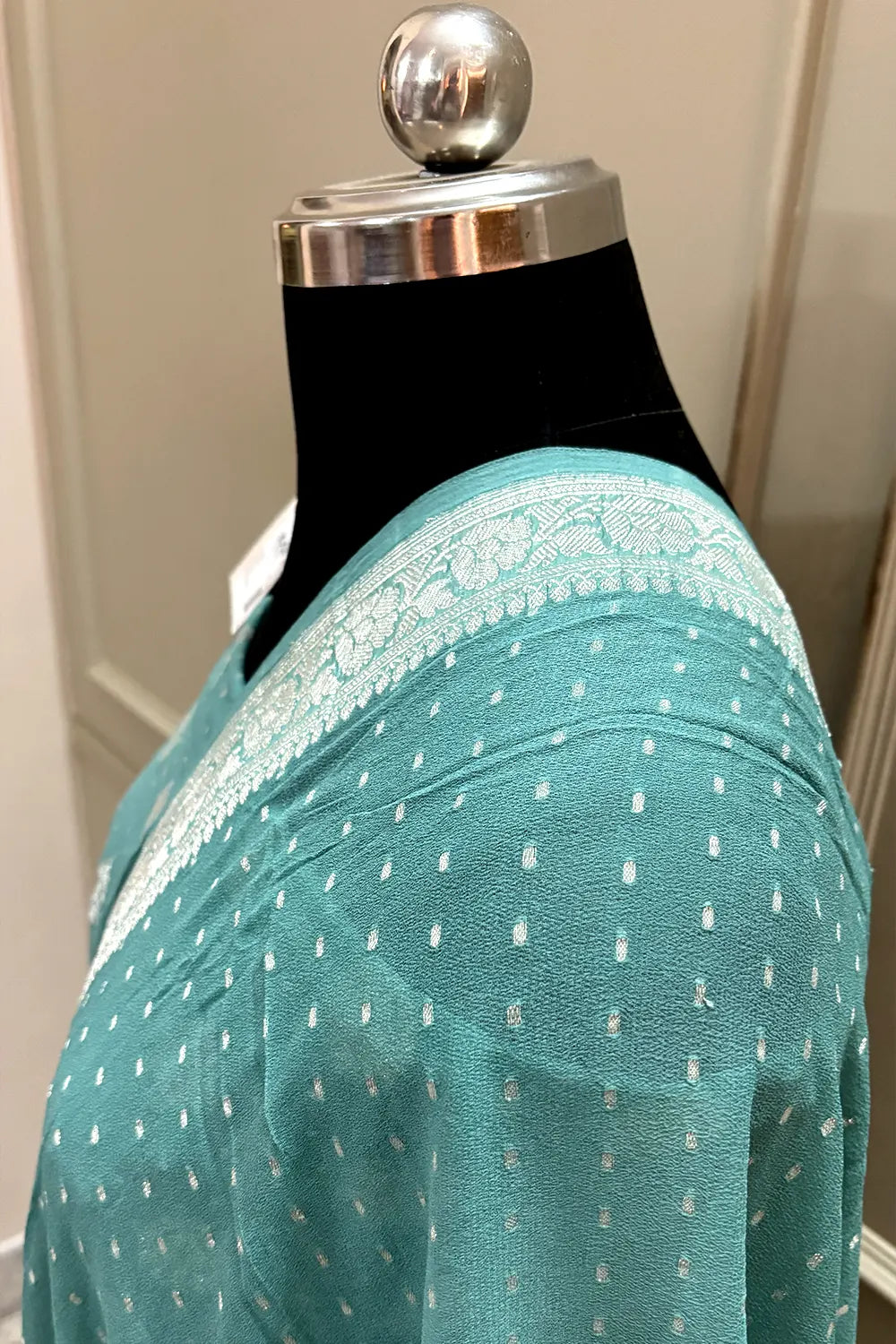 Aqua Mint Zari Pure Georgette Silk Banarasi Suit