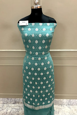 Aqua Mint Zari Pure Georgette Silk Banarasi Suit