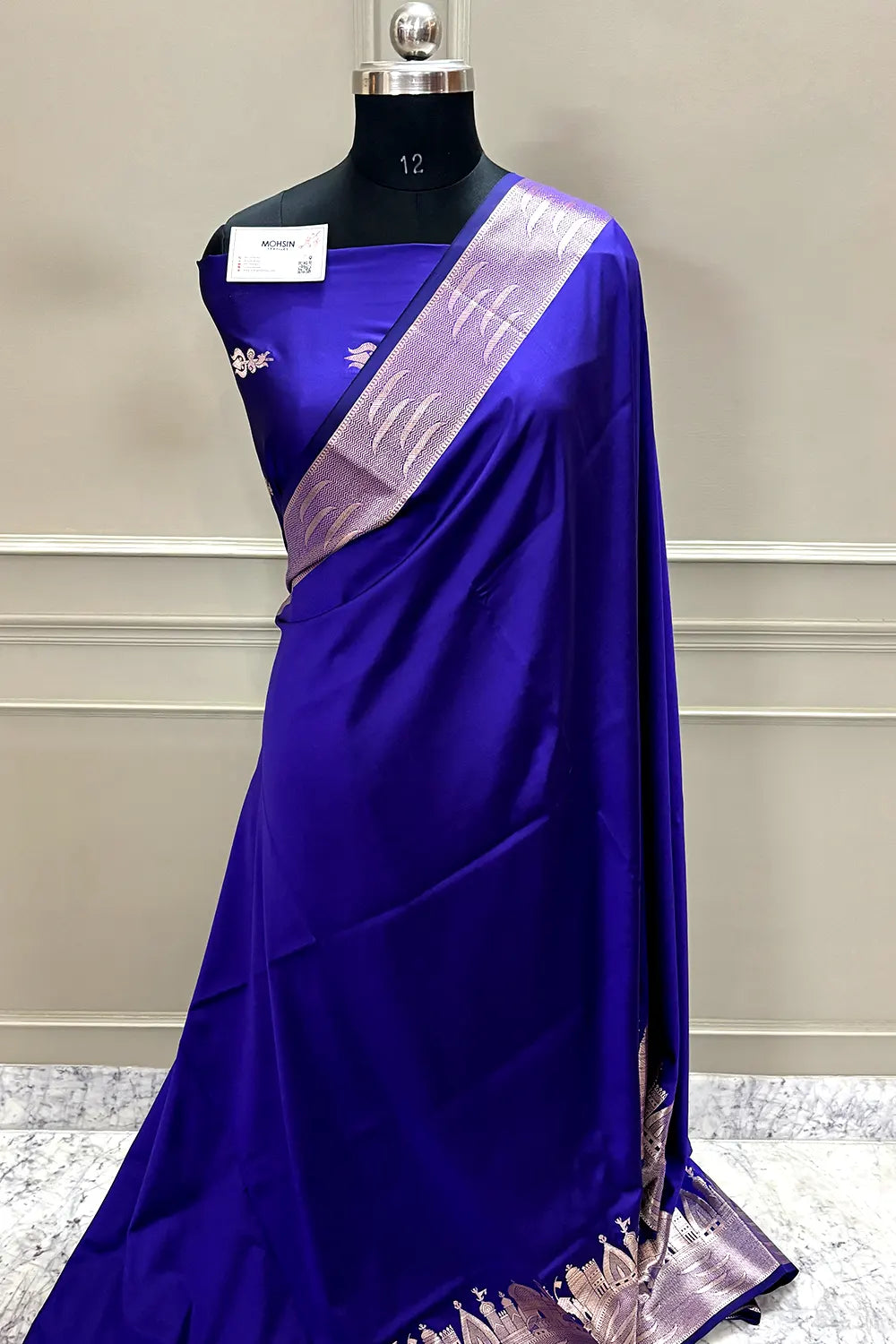 Auda Kalyug Plain Satin Silk Banarasi Saree