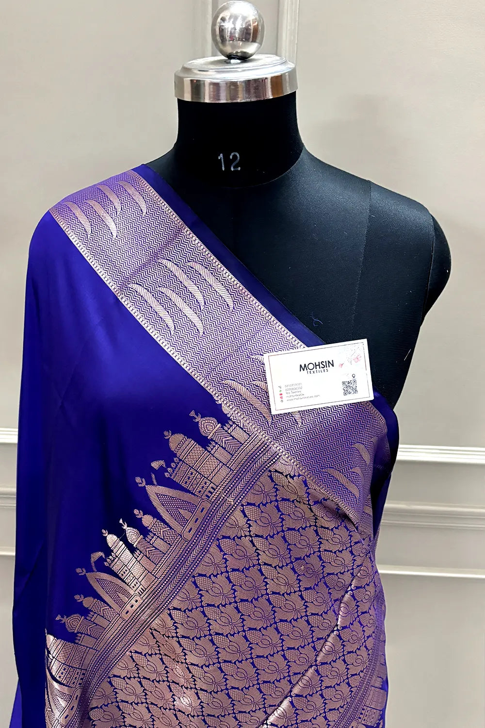 Auda Kalyug Plain Satin Silk Banarasi Saree