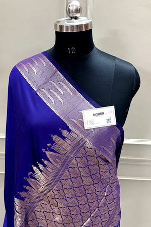Auda Kalyug Plain Satin Silk Banarasi Saree