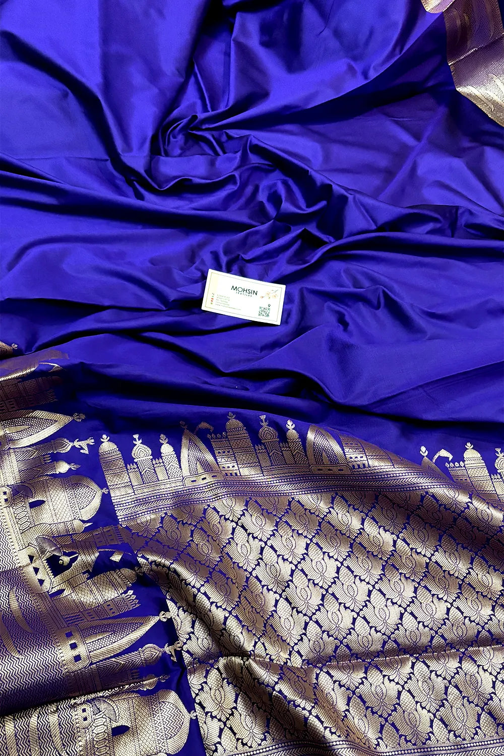 Auda Kalyug Plain Satin Silk Banarasi Saree