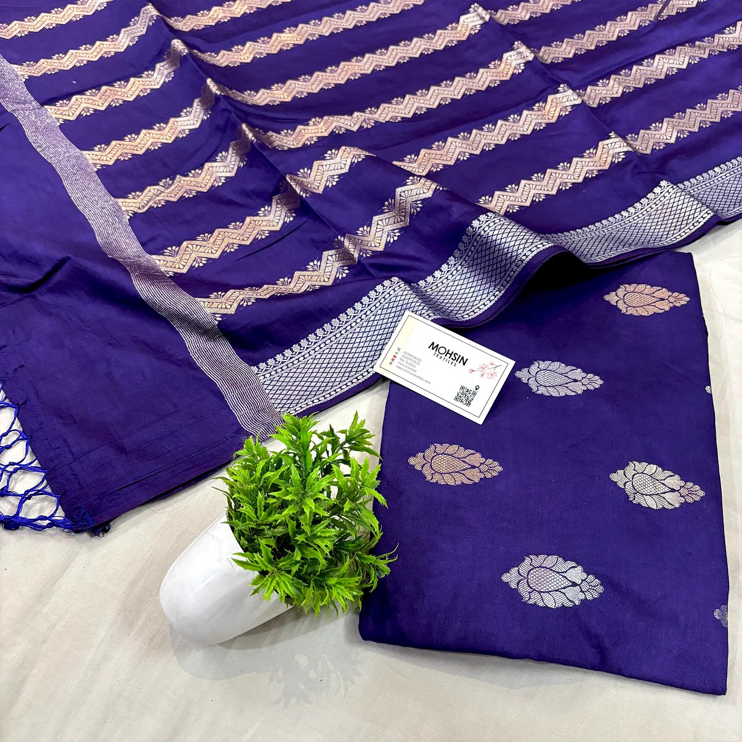 Auda Zari Satin Silk Banarasi Suit