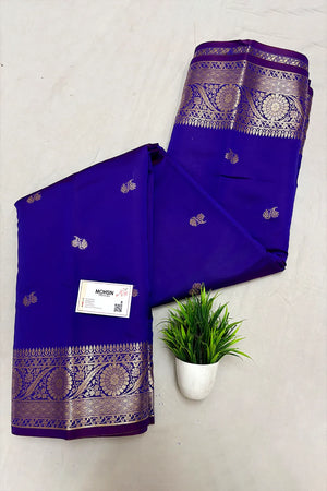 Auda Zari Semi Katan Silk Banarasi Saree