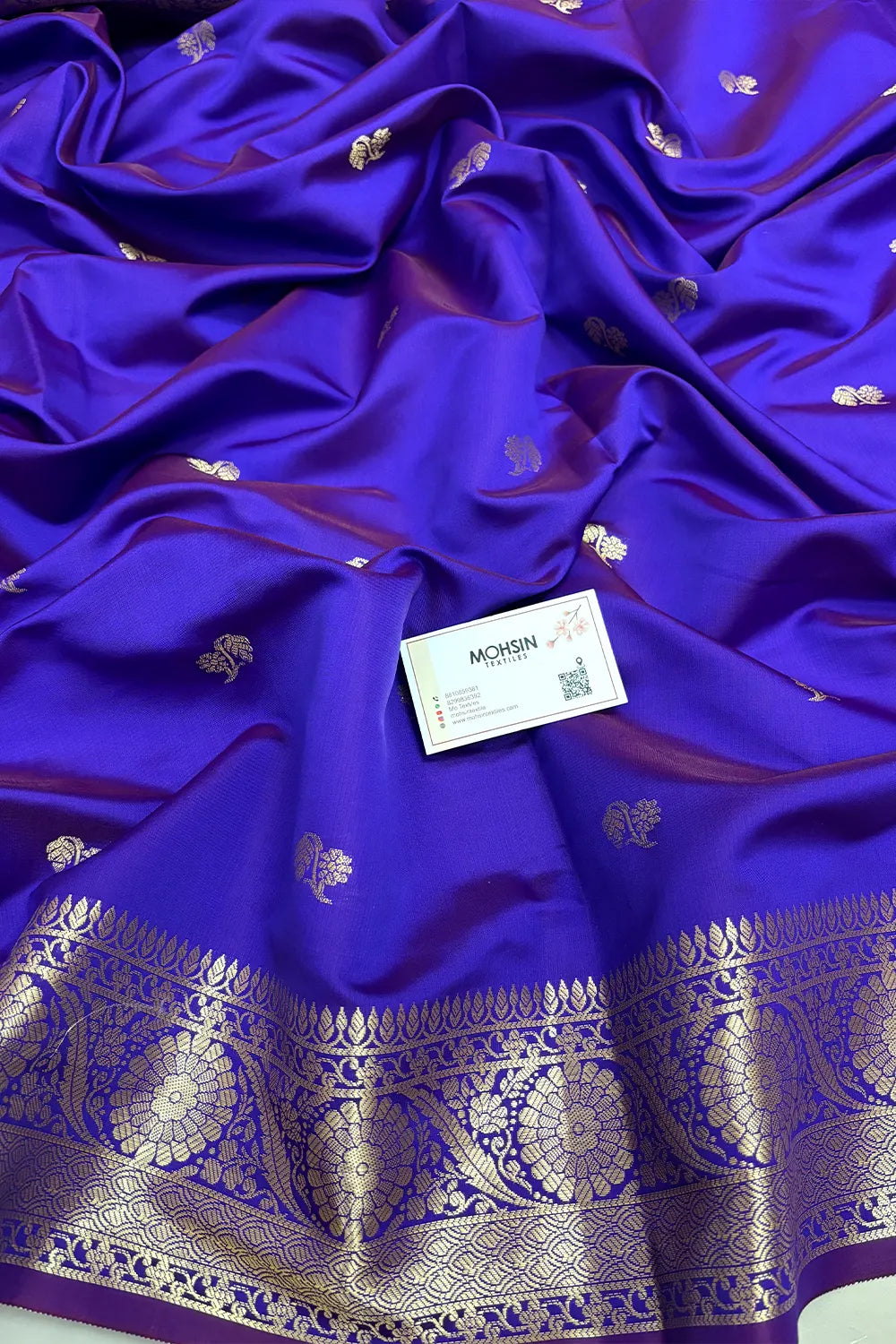 Auda Zari Semi Katan Silk Banarasi Saree
