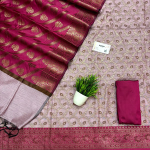 Baby Pink and Rani Patti Jaal Banarasi Silk Suit