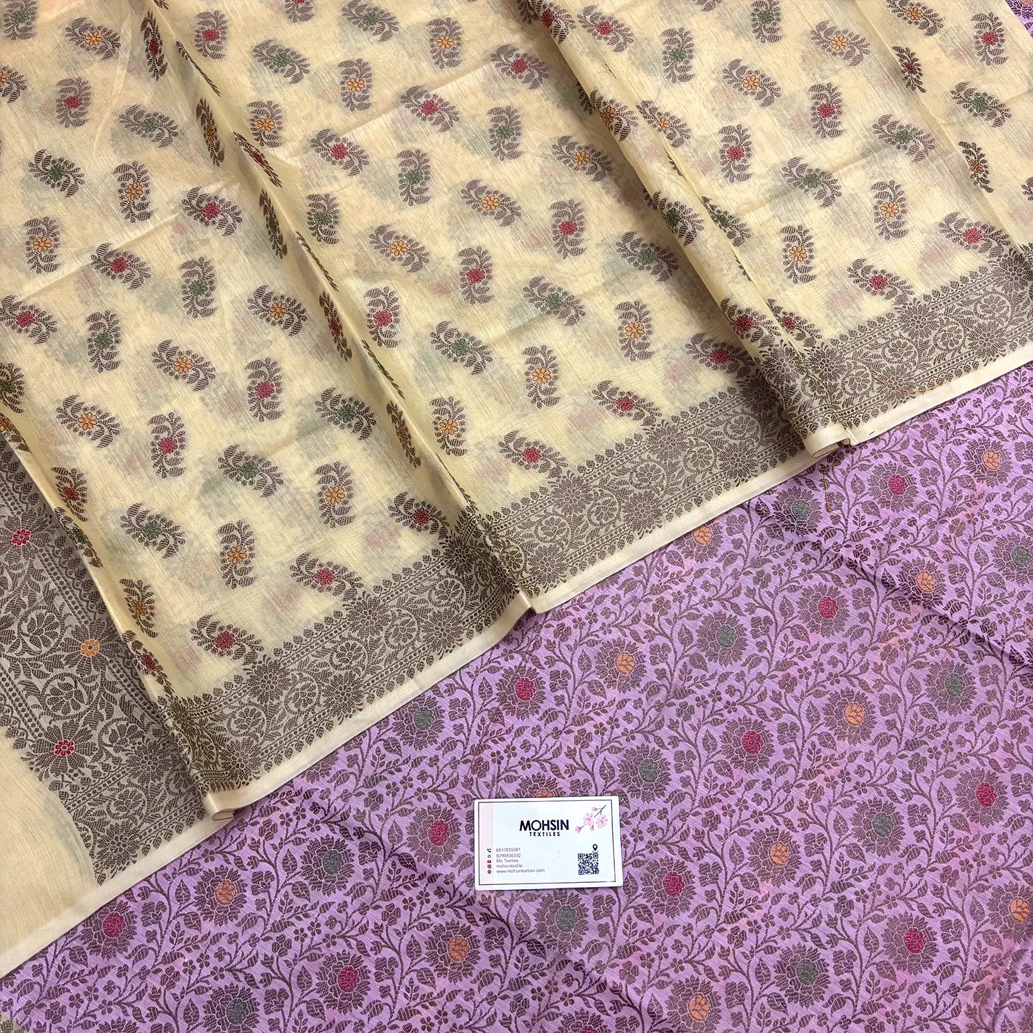 Baby Pink and Yellow Resham Banarasi Silk Suit