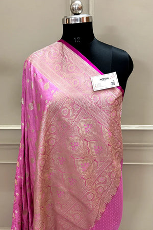 Baby Pink Chunni Munni Buti Katan Silk Banarasi Saree